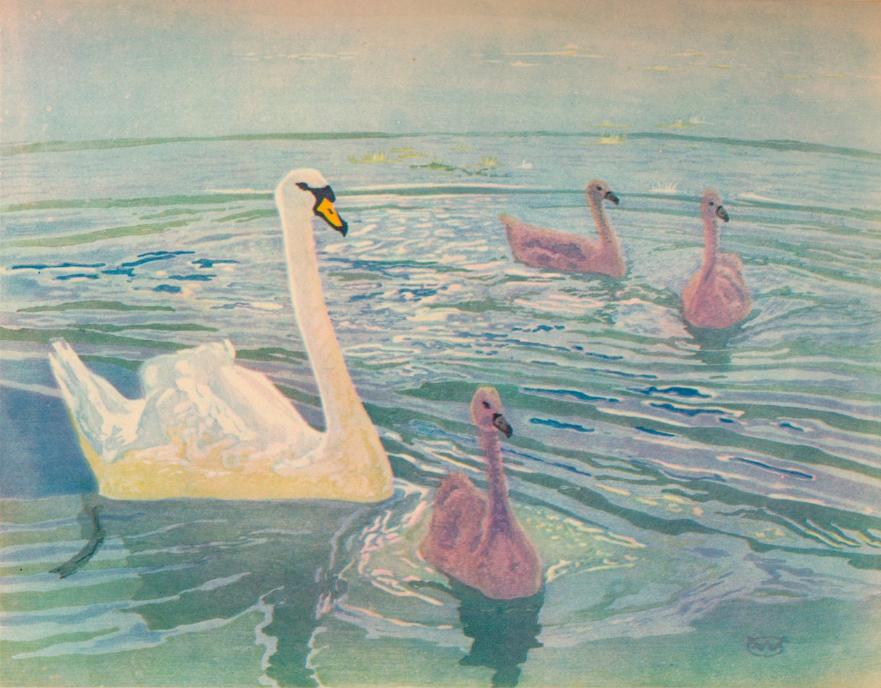 Cisne e Cygnets, 1911, 1928 de William Giles