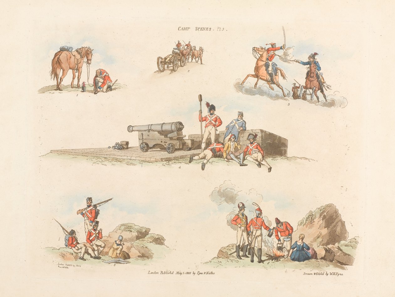  Cenas do acampamento , 1803 de William Henry Pyne