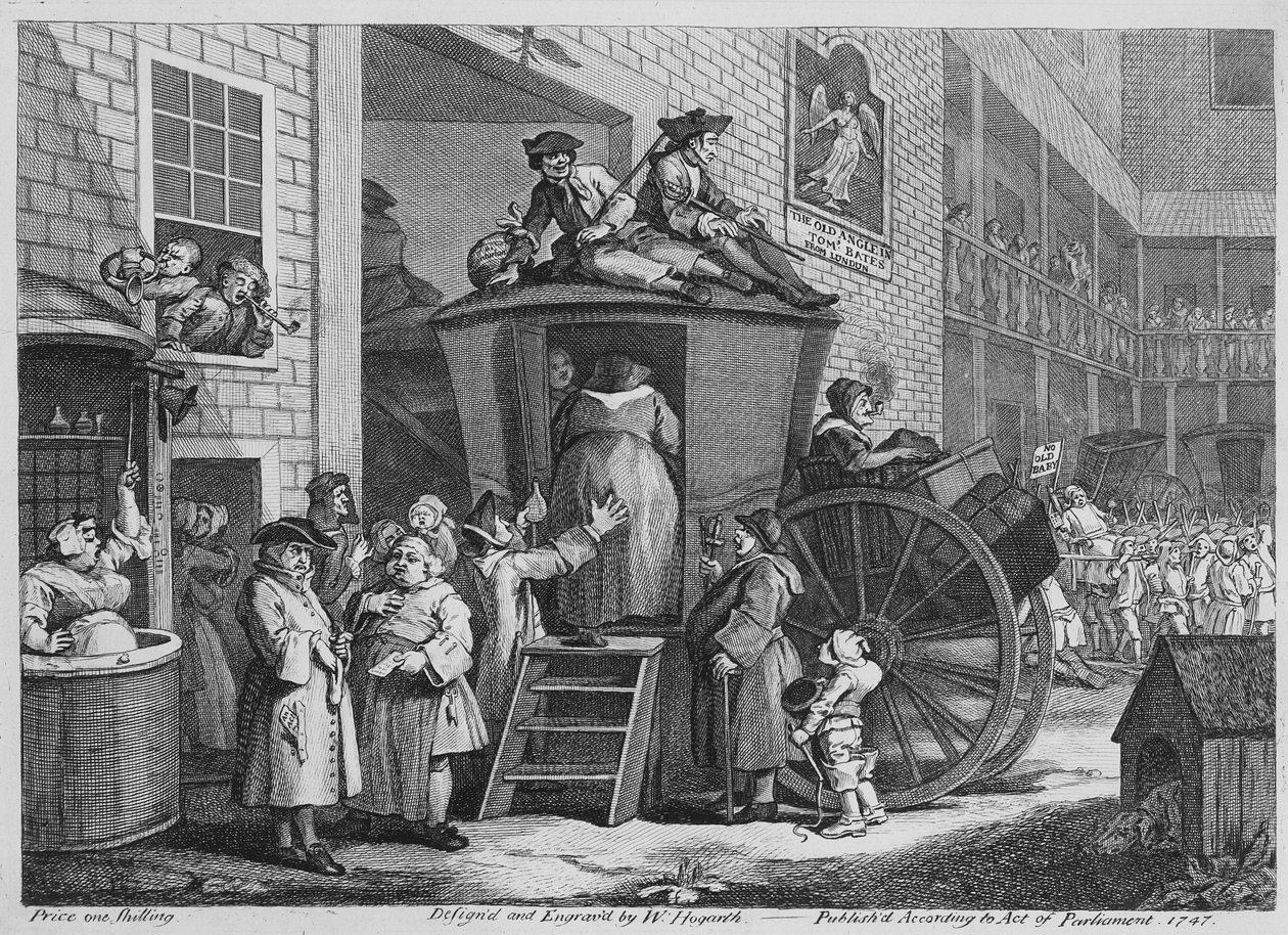 Pátio da pousada, 1747 de William Hogarth