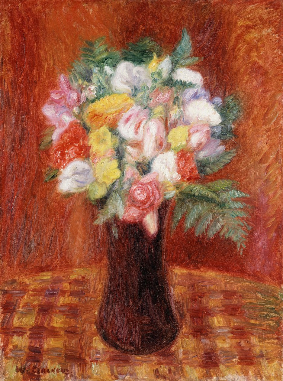 Bouquet em Vaso Roxo de William James Glackens