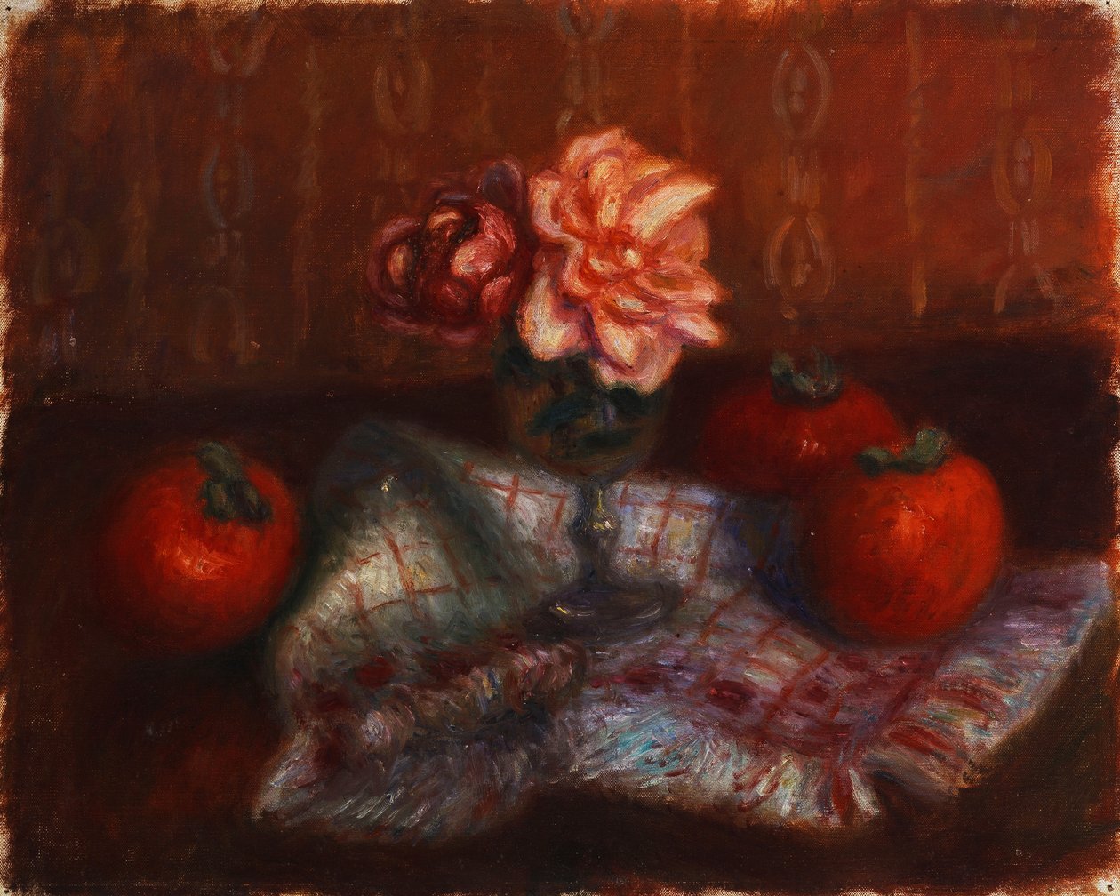 Rosas e caqui de William James Glackens