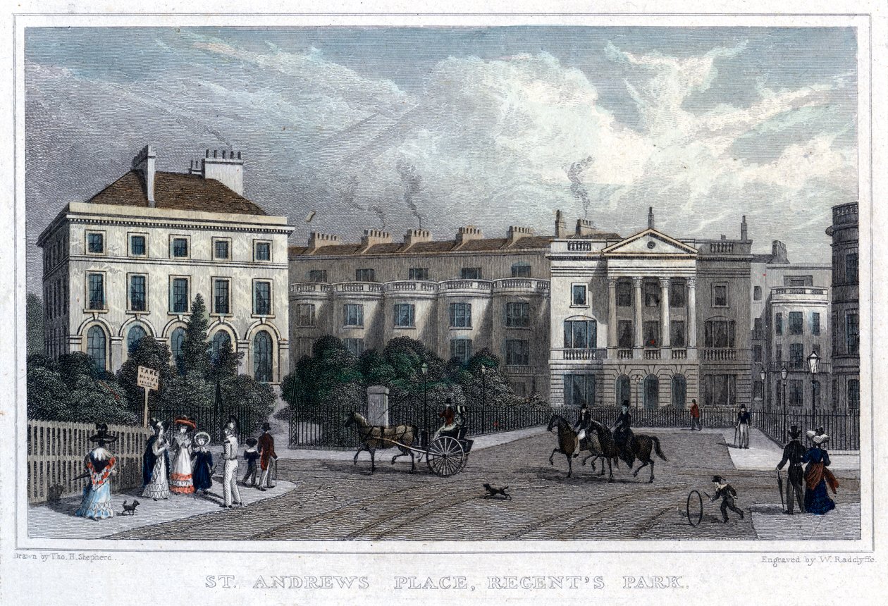 St Andrews Place, Regents Park, Londres, 1828. de William Radclyffe