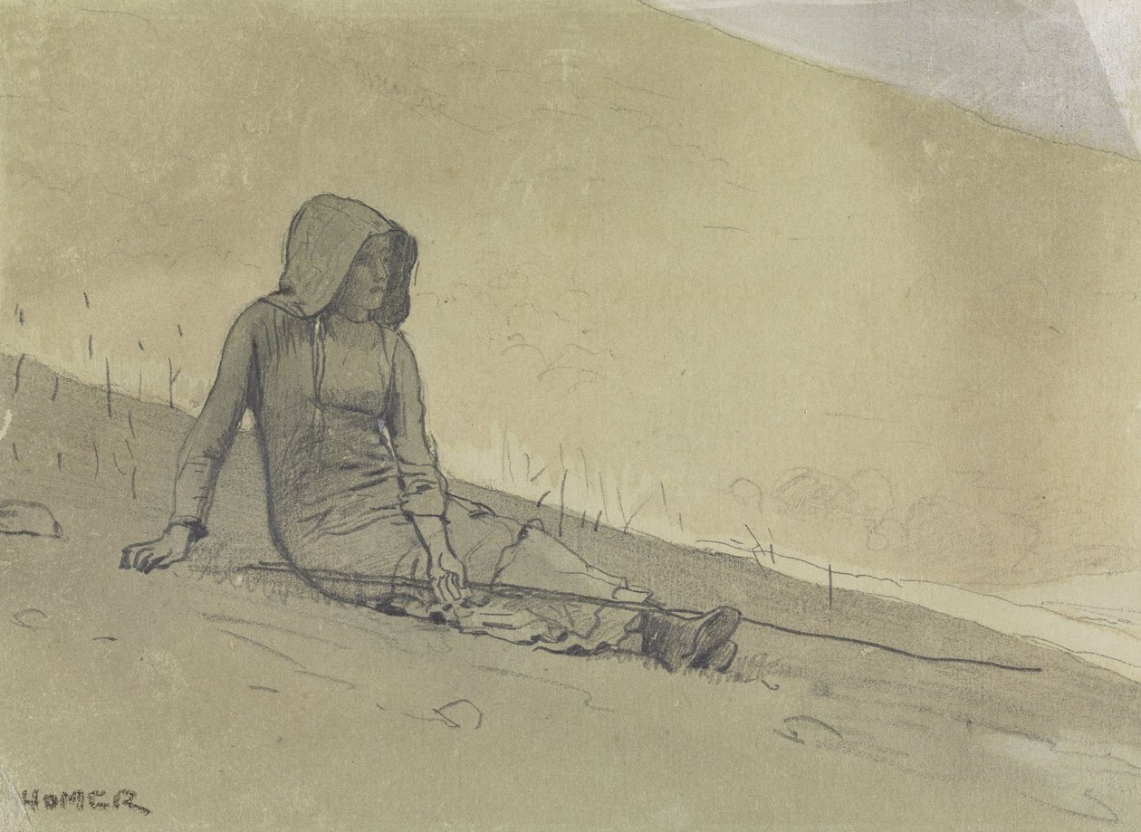 Menina sentada em uma encosta de Winslow Homer