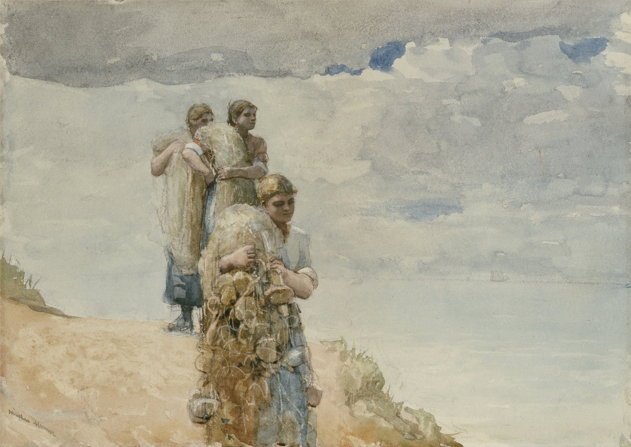 No penhasco, Cullercoats de Winslow Homer