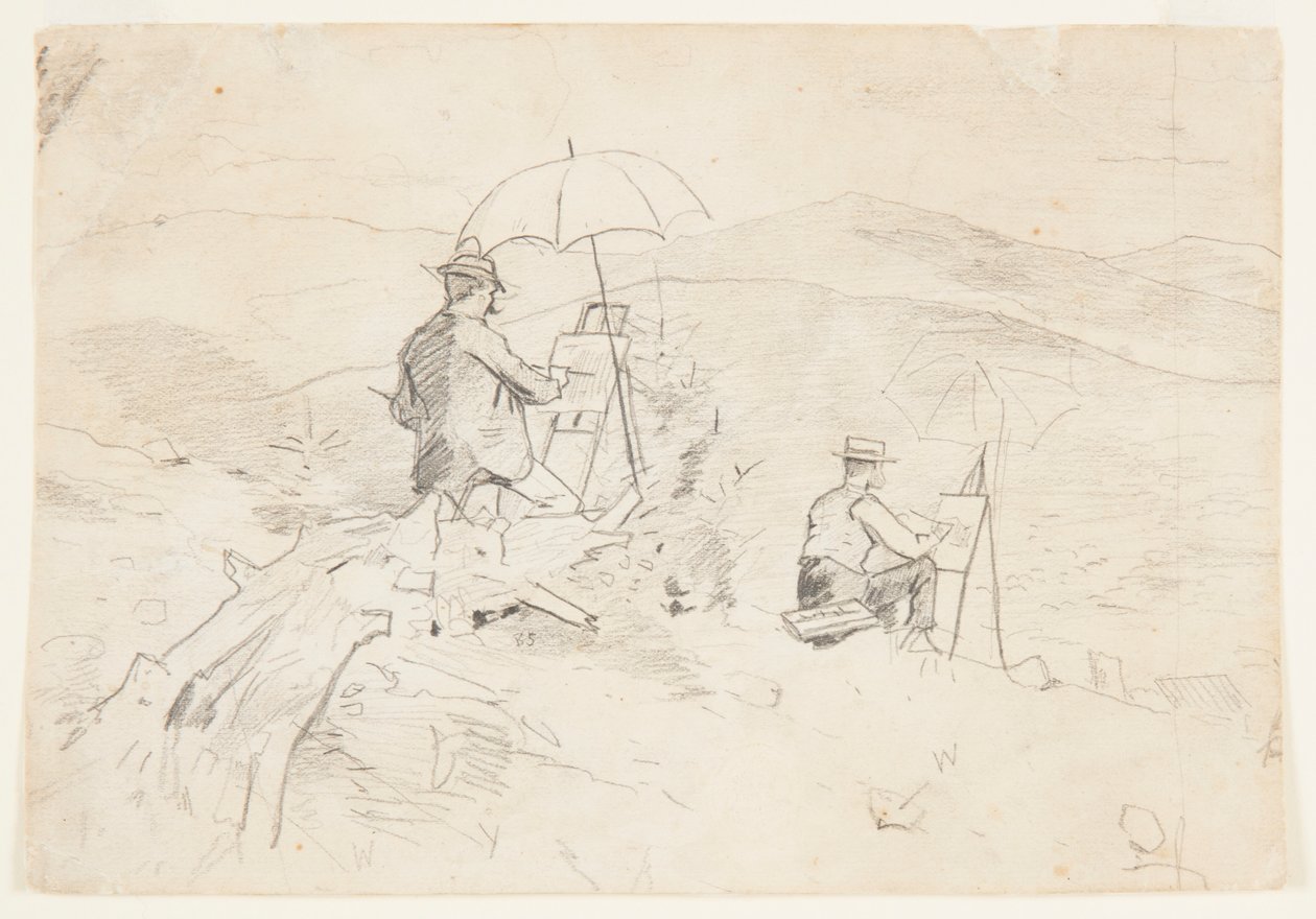 Artistas desenhando nas montanhas brancas de Winslow Homer