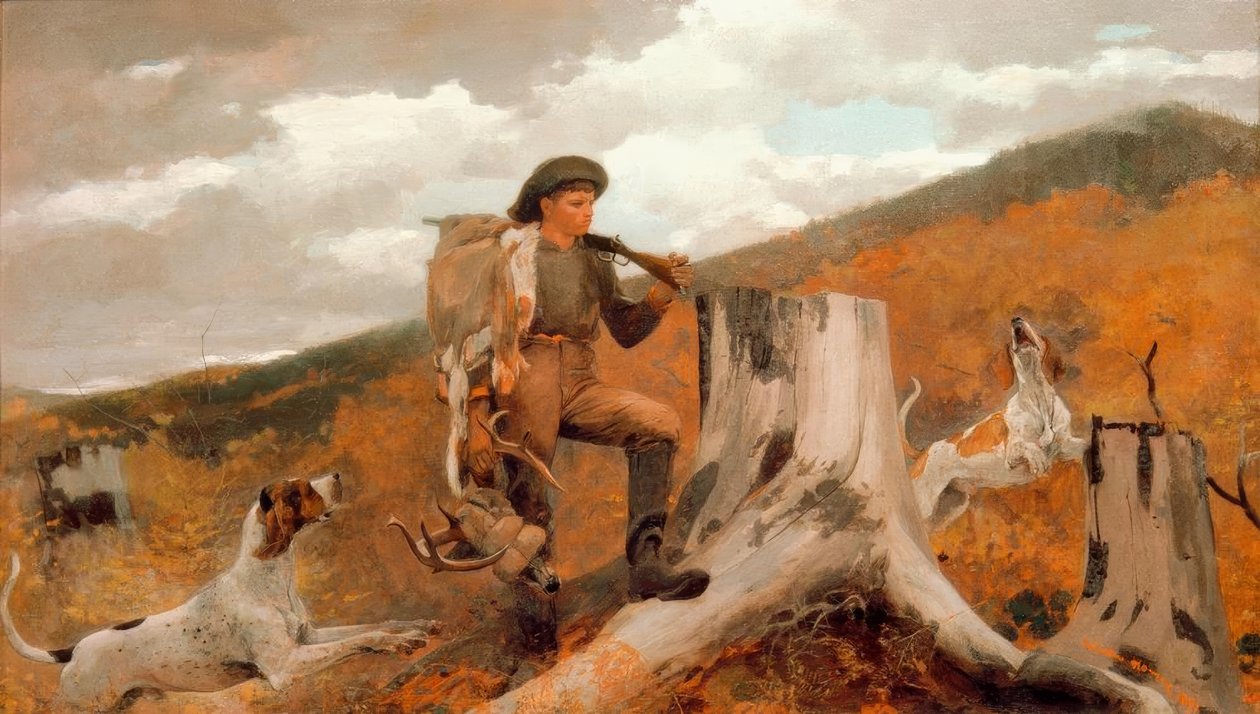 Caçador e Cães de Winslow Homer