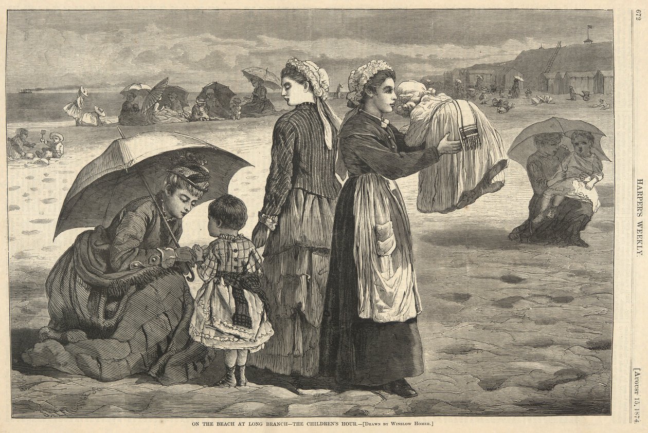 Na Praia em Long Branch de Winslow Homer