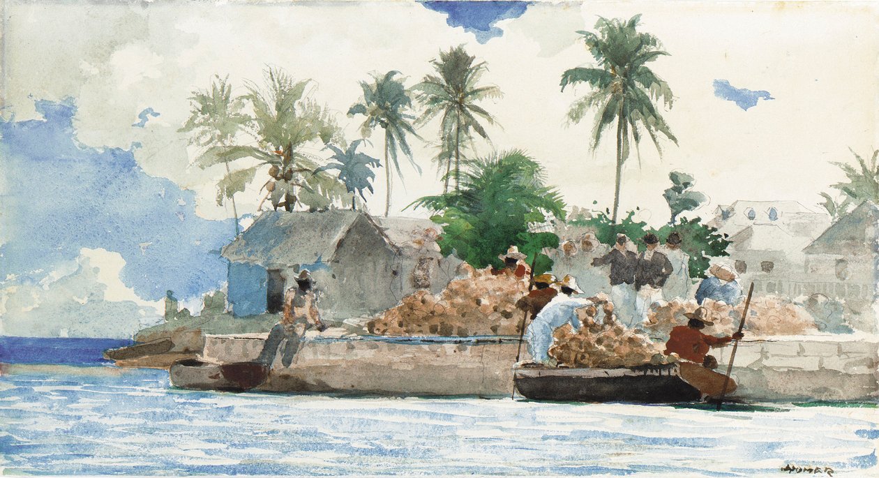 Pescador de esponja, Bahamas de Winslow Homer