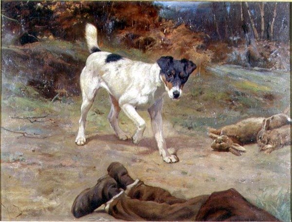 Um Jack Russell por um buraco de coelho de Wright Barker