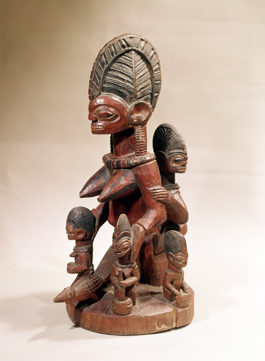 Mãe e filhos (madeira) de Yoruba Culture