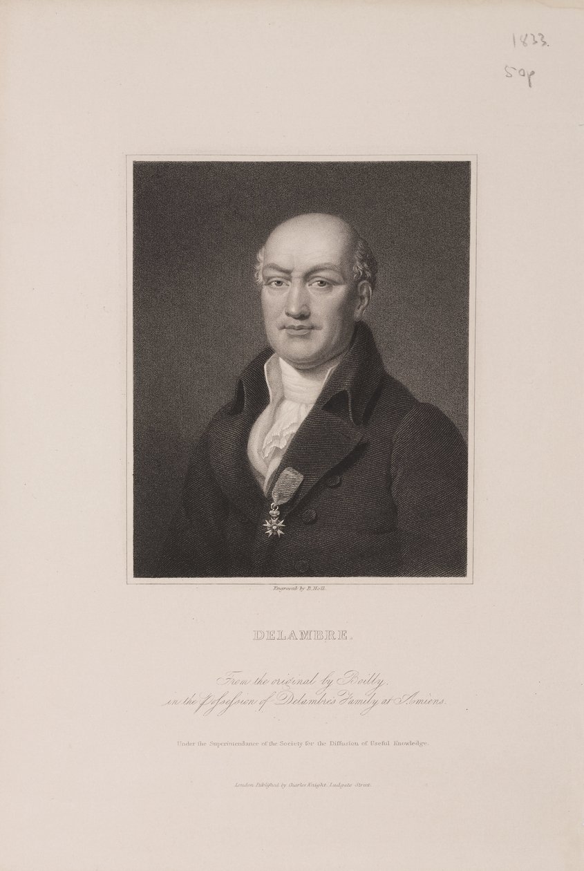 Jean Baptiste Joseph Delambre, astrónomo francês, c 1810s de Frederick (attr. to) Barnard