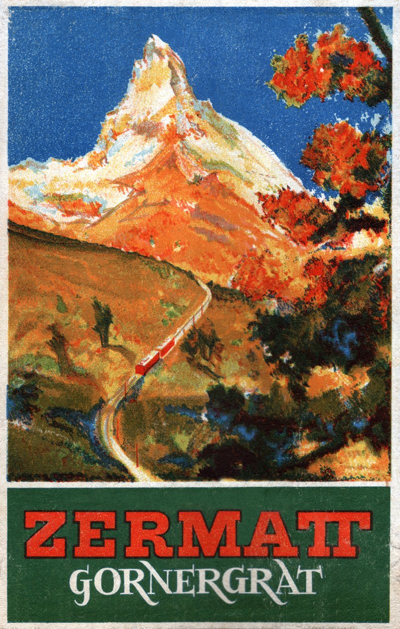 Montanha Matterhorn. c.1930 (gravura) de . .