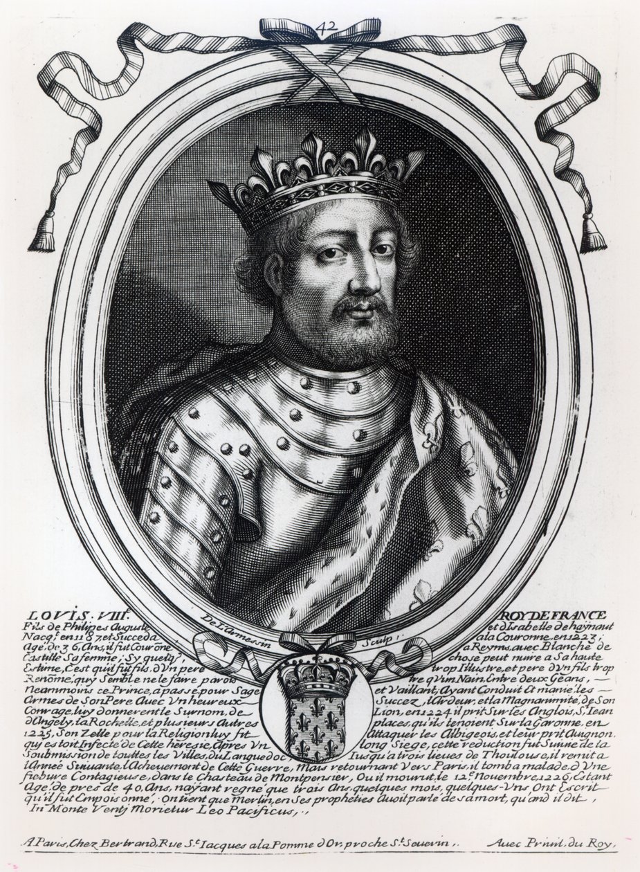 Luís VIII (1187-1226), rei da França, de "As representações dos augustos de todos os reis da França, de Pharamond a Luís XIV", Paris, 1679 de Nicolas II de Larmessin