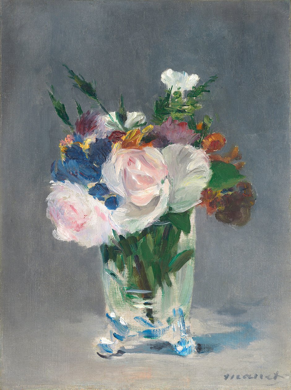 Flores em um vaso de cristal, c.1882 de Édouard Manet