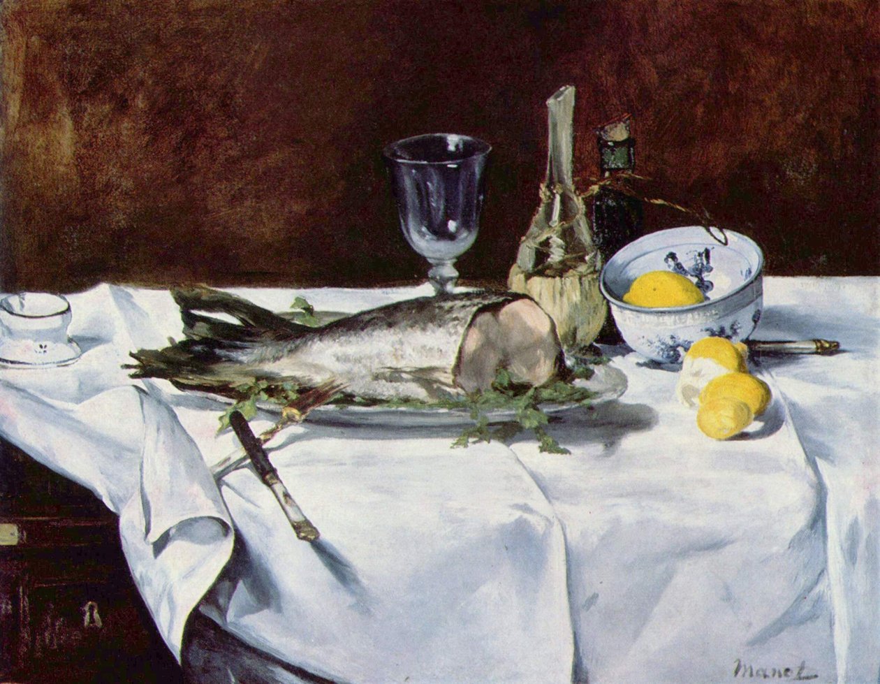 Ainda vida com salmão de Édouard Manet