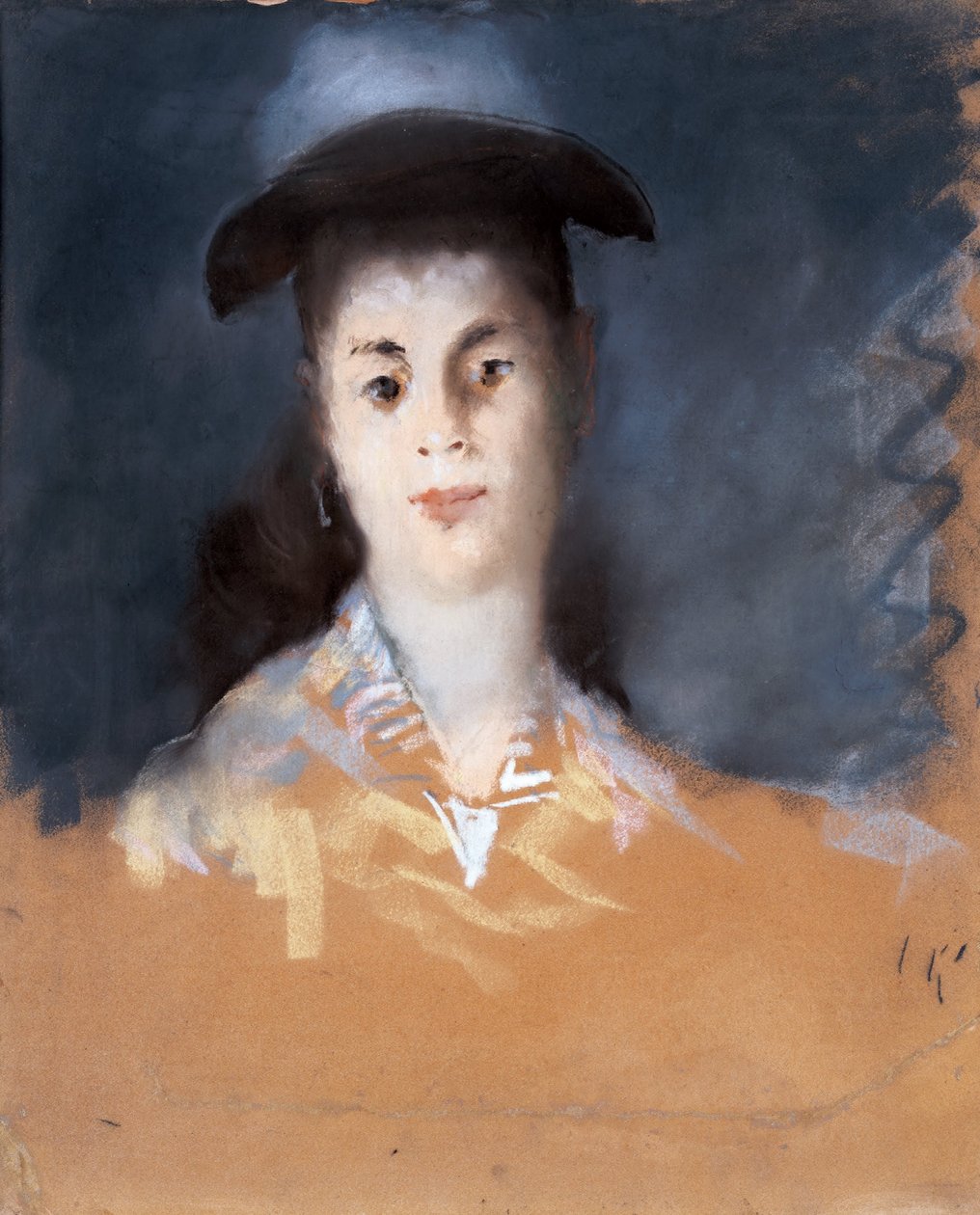 Mulher, desgastar, um, chapéu, com, seda, gaze de Édouard Manet