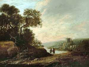 Paisagem, com, castelo, ruínas