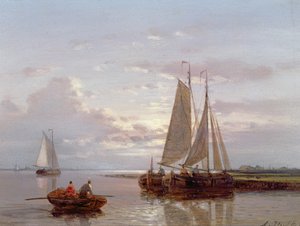 Barcos no rio Escalda (painel)