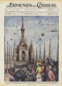 Uma cena do bombardeio de Milão