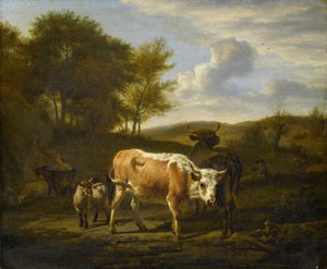 Paisagem montanhosa com vacas, 1663