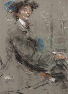 Dame Ethel Smyth (pastel em papel cinza)