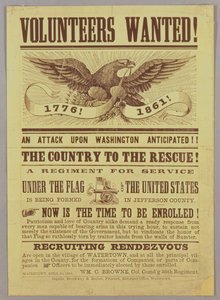 Cartaz recrutando da guerra civil, 1861 (impressão)