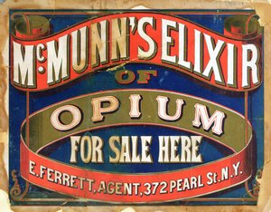 Cartaz publicitário McMunns Elixir of Opium