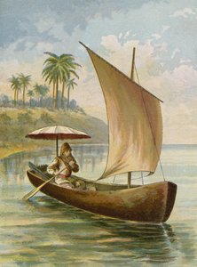 Robinson Crusoe navegando em seu barco