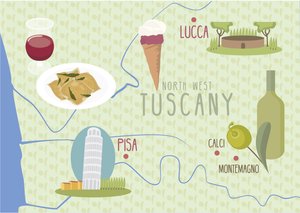 Mapa, de, lucca, e, pisa, tuscany, itália