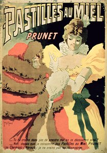 Cartaz publicitário Honey Pastilles por Prunet, Paris