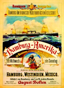 Cartaz publicitário da Hamburg American Line, 1883