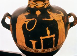 Detalhe de uma Hydria ática de figuras vermelhas (cerâmica)