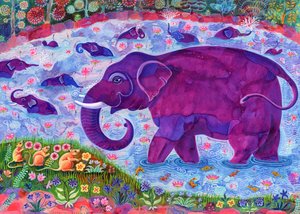 Elefante e rato, 1998, (tinta e guache)