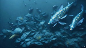 pintura a tinta: Koi-Karpfish_blue_04