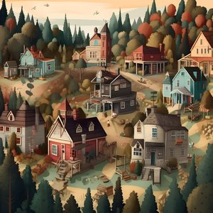 Imagem de casas em estilo de banda desenhada 2