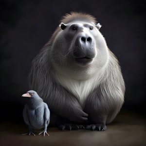 Capivara misturada com um gorila de dorso prateado 3