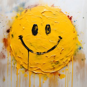 Sorriso amarelo pintado em impasto 4
