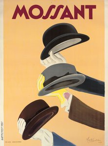 Cartaz publicitário para chapéus Mossant, 1938