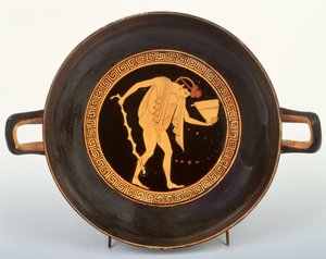 Kylix ático de figuras vermelhas, 500-480 aC (cerâmica)