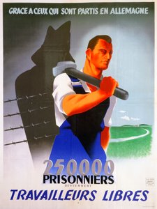 Cartaz de trabalhadores franceses para a Alemanha, 1943