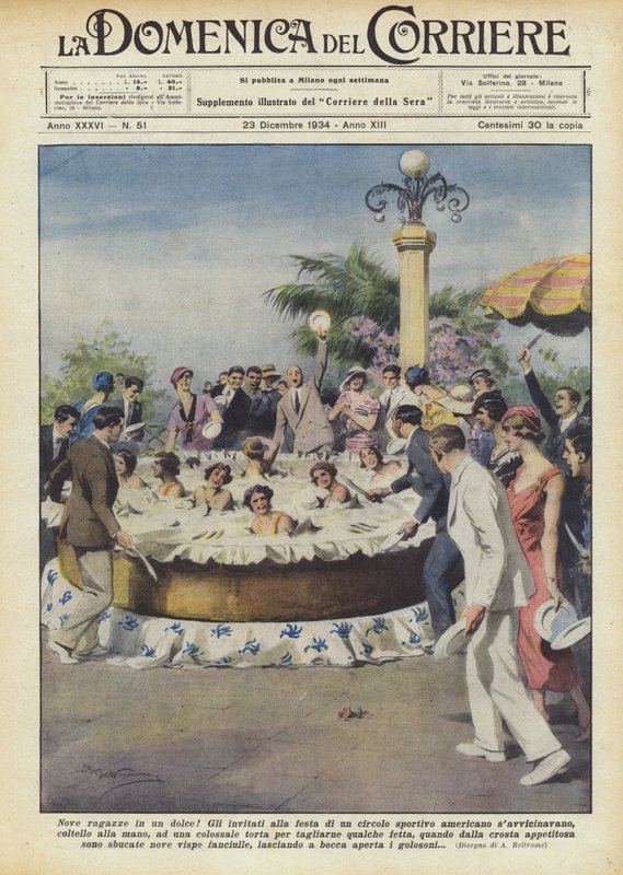 Nove garotas em um doce! de Achille Beltrame
