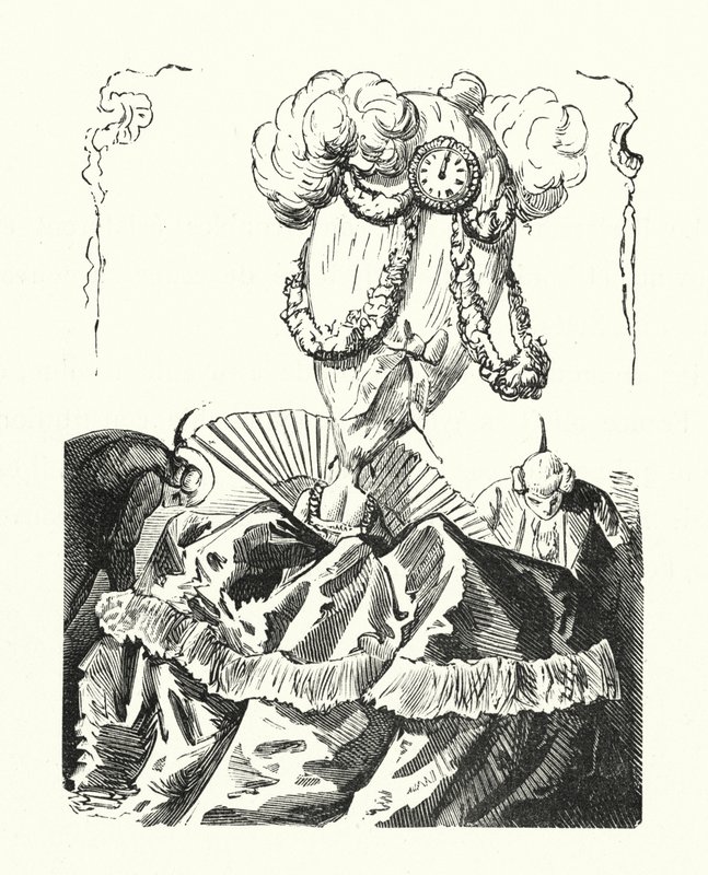 Penteado de mulher absurdo de Albert Robida