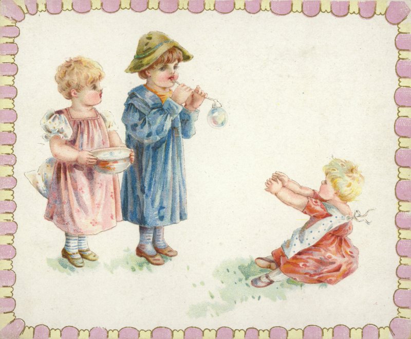 Crianças, soprando, bolhas de American School