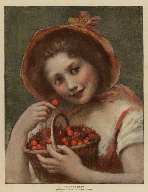 Cerejas (cromolitho) de Emile Renard
