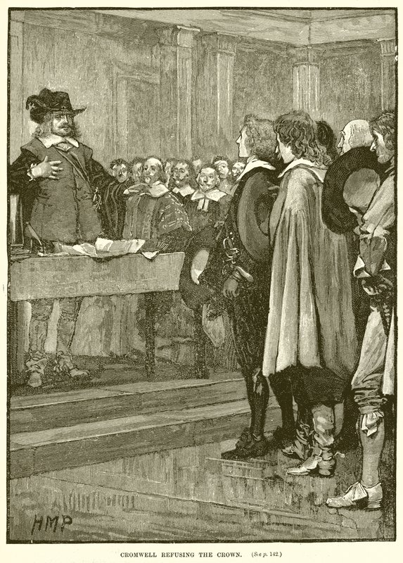 Cromwell recusando a coroa de English School