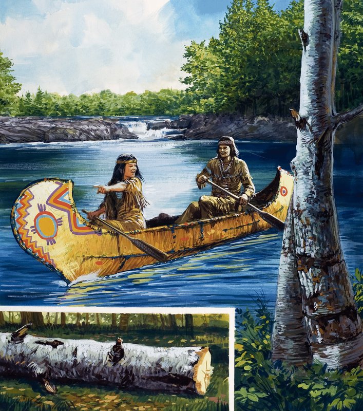 Índios em canoa de English School