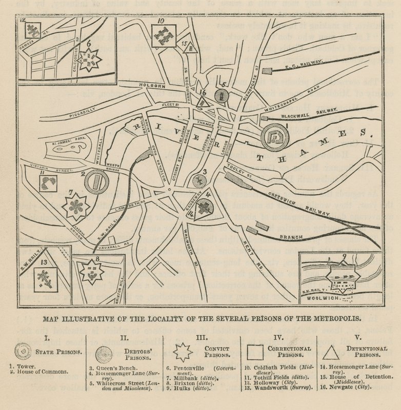 Mapa de London Prisons de English School