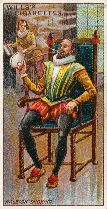 Sir Walter Raleigh fumando de English School