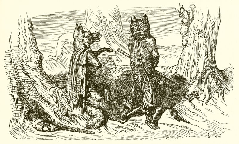 O gato e a raposa de Ernest Henry Griset