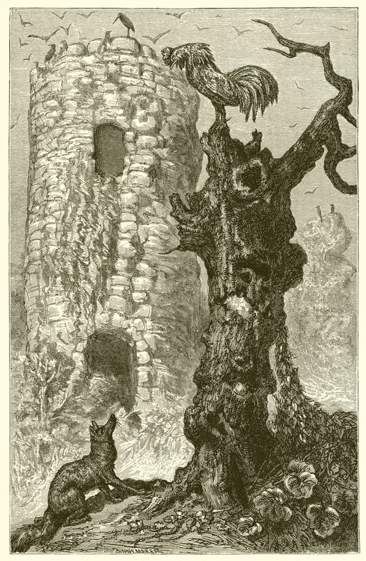 O galo e a raposa de Ernest Henry Griset